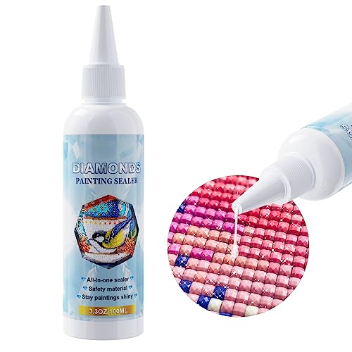 Juspota Diamond Painting Versiegelung, 100ml Diamant Painting Bilder Zubehör Durchsichtig Sealant Für Festen Halt Steine, Kleber Transparent Schutz für 5D Diamond Painting und Puzzle von Juspota