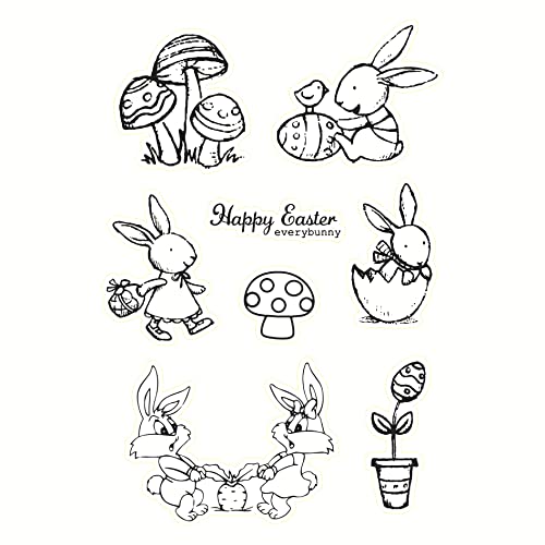 Silikonstempel Set, Clear Stamp, Silikon Stempel mit Kaninchen Mustern, Briefmarken für Kartenbasteln, Scrapbooking Fotoalben, Geschenkverpackungen von Juspota