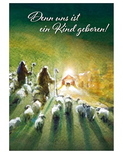 Christliche Weihnachtskarten mit Umschlag Set 10 Stück - Hirten, 10er Set A6 Weihnachts Klappkarten, Kleine Weihnachtskarten mit Umschlägen, Christian Christmas Cards von Just Cards von Just Cards Direct cards & gifts