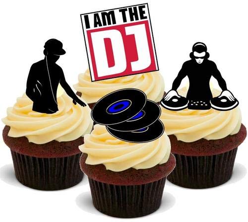 DJ Mix - 12 essbare hochwertige stehende Waffeln Karte Kuchen Toppers Dekorationen, DJ Mix - 12 Edible Stand Up Premium Wafer Card Cake Toppers Decorations von Just Party Supplies