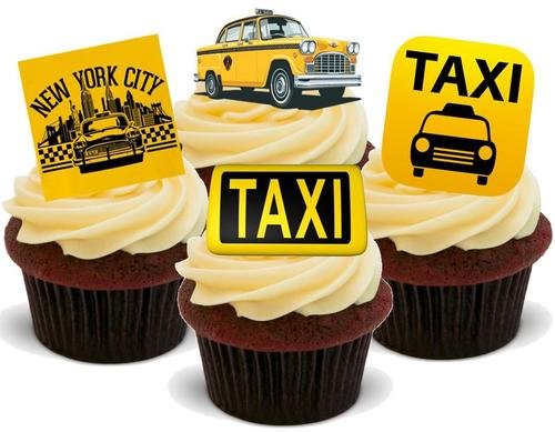 Just Party Supplies New York Taxi Cab Mix - 12 Edible Stand Up Premium Wafer Card Cake Toppers Dekorationen, Geburtstag von Just Party Supplies