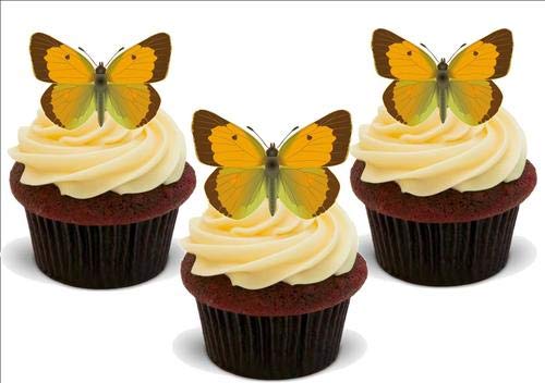 ORANGE SCHMETTERLING 12 essbare hochwertige stehende Waffeln Kuchen Toppers, ORANGE BUTTERFLY 12 Standup Premium Wafer Cake Toppers von Just Party Supplies