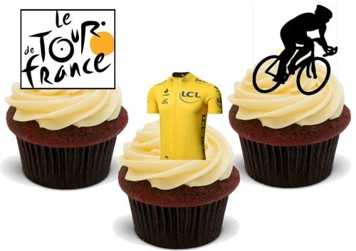 Tour De France Trio Mix - 12 essbare hochwertige stehende Waffeln Karte Kuchen Toppers Dekorationen, Tour De France Trio Mix - 12 Edible Stand Up Premium Wafer Card Cake Toppers Decorations von Just Party Supplies