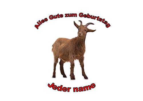 Ziegen-Vieh-personalisierter Namen 8-Zoll-runder Zuckerglasurdeckel Goat Farm Animal Personalised Name 8 inch round icing topper. Kuchendeckel. von Just Party Supplies