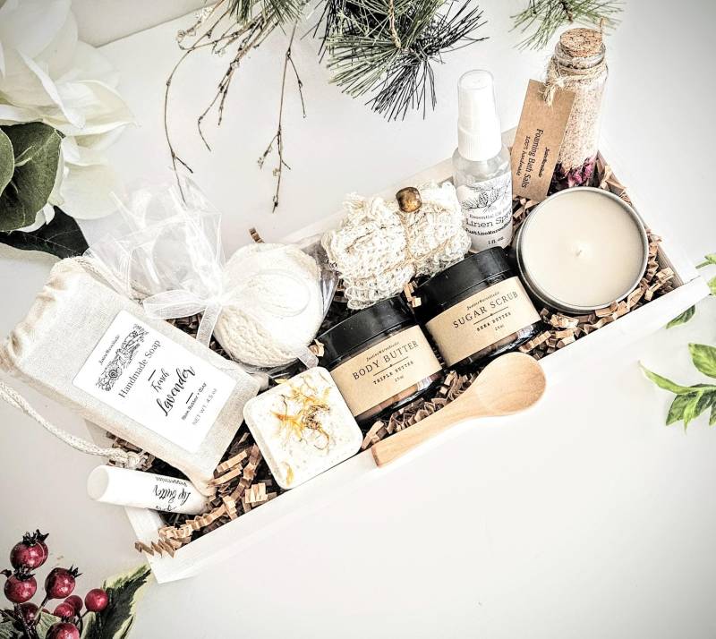 Große Spa Badewanne Körper Luxus Geschenk Box Set - Holz Box Für Sie | Hochzeit Braut Shea + Kakaobutter Artisan Seife Handgefertigte Artikel von JustineMareeStudio