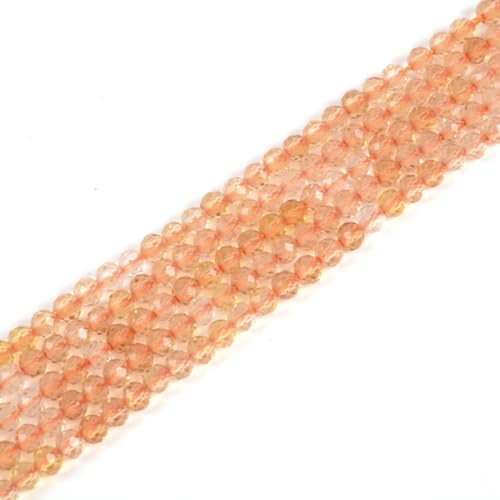 2 mm Citrin facettierter Edelstein, rund, lose Perlen, Strang, 39,4–40,6 cm, DIY-Schmuckherstellung von Justinstones