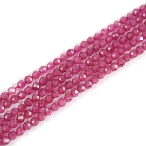 2 mm großer roter Korund, facettierter Edelstein, rund, lose Perlen, Strang, 39,4–40,6 cm, DIY-Schmuckherstellung von Justinstones