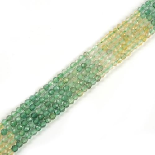 2 mm grüner Quarz, facettierter Edelstein, rund, lose Perlen, Strang, 39,4–40,6 cm, DIY-Schmuckherstellung von Justinstones