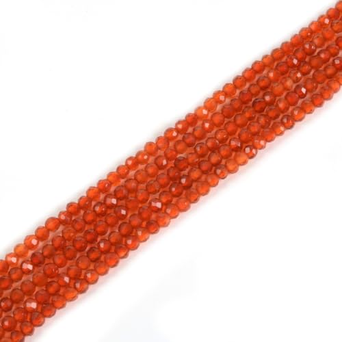 2 mm roter Achat, facettierter Edelstein, rund, lose Perlen, Strang, 39,4–40,6 cm, DIY-Schmuckherstellung von Justinstones