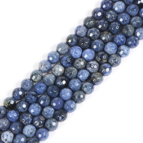 6 mm blauer Dumortierit, facettierter Edelstein, rund, lose Perlen, Strang, 39,4–40,6 cm, DIY-Schmuckherstellung von Justinstones