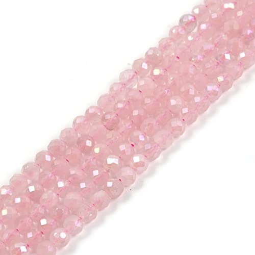 Aqua Aura Rosenquarz 4 mm facettierte runde Perlen lose Perlen 40,6 cm für Schmuckherstellung Perlen von Justinstones