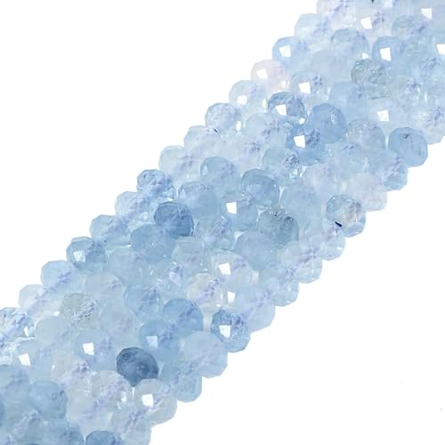 Aquamarin 6 mm Edelstein facettierte Rondelle lose Perlen DIY Schmuckherstellung Perlen 40,6 cm von Justinstones