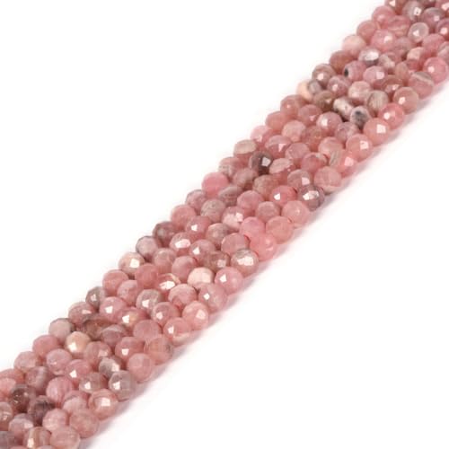 Argentinien Rhodochrosit facettierter Edelstein, rund, lose Perlen, Strang, 39,4–40,6 cm, DIY-Schmuckherstellung, 3 mm von Justinstones