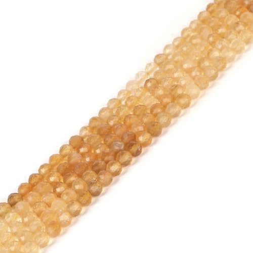 Citrin 4 mm facettierte runde Perlen, lose Perlen, 40,6 cm, für Schmuckherstellung von Justinstones