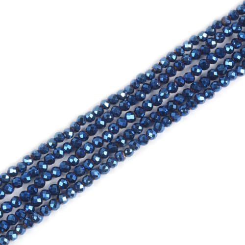 Hämatit-Edelstein, rund, lose Perlen, Strang, 2 mm, blau beschichtet, 39,4–40,6 cm, DIY-Schmuckherstellung von Justinstones