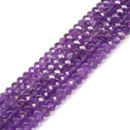 Natürlicher AA-AAmethyst, 8 mm, facettierte Rondelle-Abstandshalter, lose Perlen, 40,6 cm, für Schmuckherstellung von Justinstones