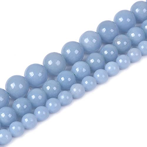 Natürlicher Angelit, 6 mm Edelstein, rund, lose Perlen, Strang für DIY-Armbänder, Halsketten, Schmuckherstellung von Justinstones