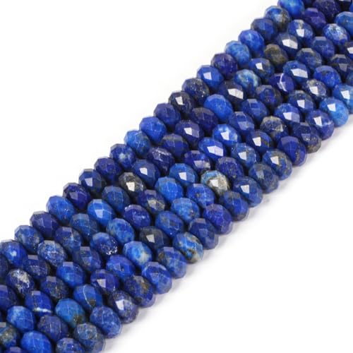 Natürlicher Lapislazuli, facettierte Rondelle-Abstandshalter, lose Perlen, 40,6 cm, für Schmuckherstellung von Justinstones