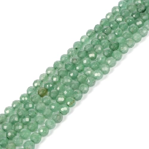 JUSTINSTONES Natürlicher grüner Aventurin, 4 mm, facettierte, runde Perlen, lose Perlen, 40,6 cm, für Schmuckherstellung von Justinstones