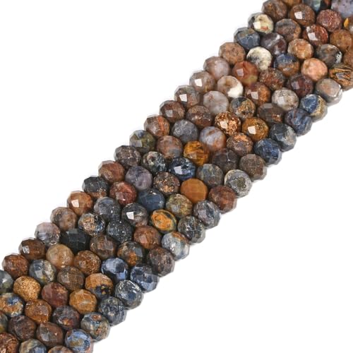 Pietersit 6 mm Edelstein facettierte Rondelle lose Perlen DIY Schmuckherstellung Perlen 40,6 cm von Justinstones