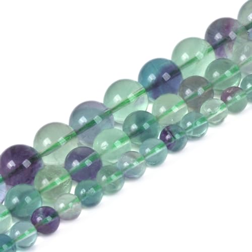 Regenbogen-Fluorit-Edelstein, rund, lose Strang-Perlen für selbstgemachte Halsketten, Armbänder, Schmuckherstellung, 8 mm, 38,1 cm von Justinstones