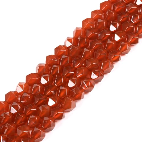 Roter Achat, 6 mm, Edelstein-Dreieck, facettiert, rund, lose Perlen, Strang, 39,4 cm, DIY-Schmuckherstellung von Justinstones