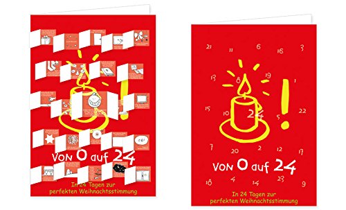 RASW045 -"Von 0 auf 24" in 24 Tagen zur perfekten Weihnachtsstimmung - Adventskalender-Doppelkarte - 12,5 x 18,5 cm mit hochwertigem Kuvert von Jutta Wetzel