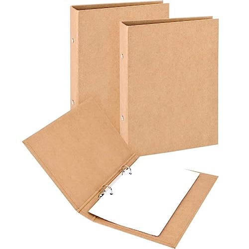 Juwacoo 2 Stück A5 Ringbuch Ordner, Kraftpapier-Einband din A5 Ringordner Kraftpapier mit 2 Ringen, Nachfüllbar Ordner für Schule, Büro 23,5 x 17,6 cm von Juwacoo