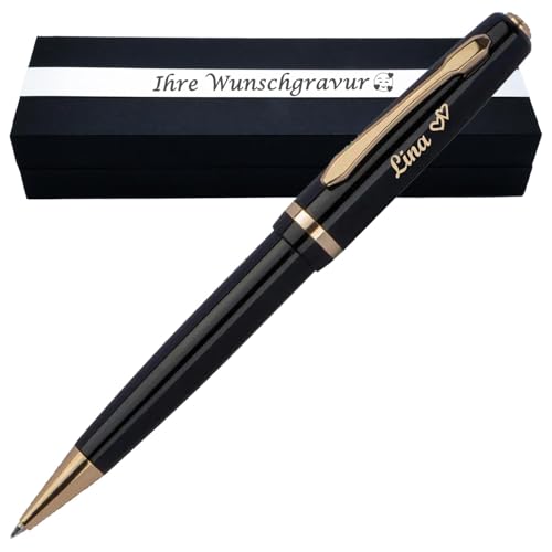 Eleganter Metall Kugelschreiber mit Gravur als Geschenk & Symbol mit Geschenkverpackung – Goldene Details & blaue Mine – mit Jetzt anpassen direkt online gestalten! Eleganter Metall Kugelschreiber mit Gravur als Geschenk & Symbol mit Geschenkverpackung – Goldene Details & blaue Mine – mit Jetzt anpassen direkt online gestalten! von Juwelier Schönschmied