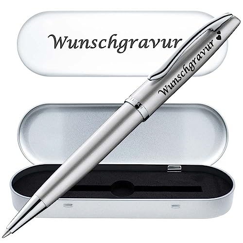 Juwelier Schönschmied PeIikan Kugelschreiber mit Gravur | inkl. Etui mit Wunschgravur (Platz für 10 Stifte) | Emoji Gravur | Jazz Noble Elegance Silber | Wunschgravur mit Symbolen von Juwelier Schönschmied