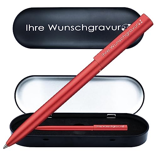 Pelikan Kugelschreiber Ineo® Feuer- Rot mit Gravur | inkl. Etui mit Wunschgravur (Platz für 10 Stifte) | Geschenk Pürfung Geburtstag Weihnachten von Juwelier Schönschmied