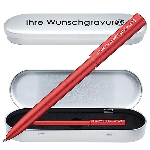 Pelikan Kugelschreiber Ineo® Feuer- Rot mit Wunschgravur | inkl. Etui mit Gravur (Platz für 10 Stifte) | Geschenk Geburtstag Weihnachten von Juwelier Schönschmied