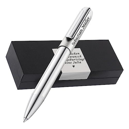 Pelikan Kugelschreiber Pura® K40 Silber mit Wunscgravur | Geschenkbox personalisiert | Hochwertig eloxiertes Aluminium-Gehäuse | Geschenk zum Geburstaf | Abschluss PS274 von Juwelier Schönschmied