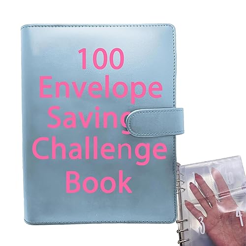 Juzinqu 100 Envelope Challenge Budgetplaner | 1/4 Stück Budget Planer Geldspar Geldbörse | 2023 Neuer Budgetordner mit Geldumschlägen | Sparherausforderungen mit Bargeldordnern, 5.050 $ zu sparen von Juzinqu