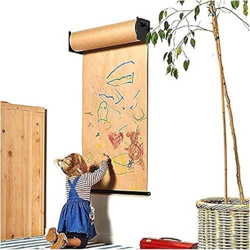 JvFbjLF Wandmontiertes Zeichenbrett aus Kraftpapierrollen. Wandmontiertes Zeichenbrett for Kinder, inklusive 50 Meter Kraftpapierrollen(Steel Frame Wide-37cm/14.5in) von JvFbjLF