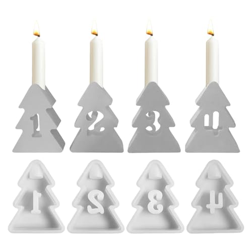 Christmas Mold, Candle Mold, Epoxy Resin, Christmas Tree Holder, 4-Piece Mold Set Christmas Tree Design Versatile Crafting Tool Easy to Use for Crafting and Home Decorations von Jvjggag