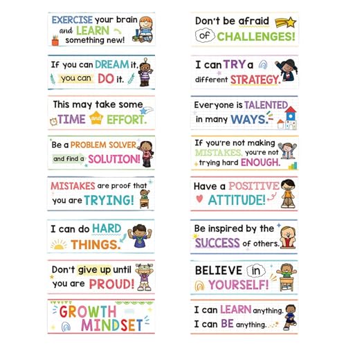 Growth Mindset Poster, motivierende Zitatkarten, inspirierendes Mindset-Poster, positive Affirmationskarten, 16 motivierende Zitatkarten, inspirierendes Wachstums-Poster, fördert persönliches Wachstum von Jvjggag