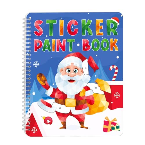 Jvjggag Paint Book, Christmas Stickers, Reusable Sticker Books, Educational Craft Activities, Reusable Educational Sticker Paint Book with Christmas Themes for Kids Aged 4-6 von Jvjggag