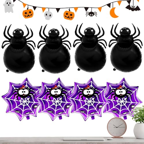 Jvjggag Spinne Folienballon - Spinnennetz Ballon Sets Gruselige Halloween Luftballons | Schwarze Folienballons Spinnenballons Halloween Dekoration Kit für Halloween Partys Spukhaus von Jvjggag