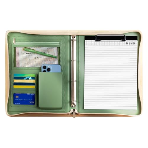 Leder-Padfolio, Organizer-Tasche, Business-Folio-Organizer, A4-Notizblock-Ordner, Lebenslaufbuch, Dokumentenmappe, legales Block, stabiles Material, verbessert die Organisation, familienfreundlich, von Jvjggag