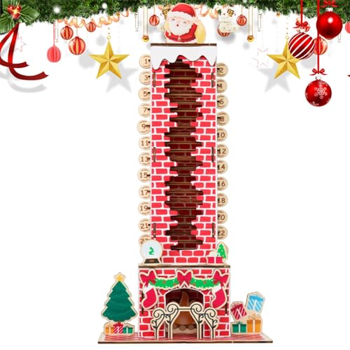 Weihnachtsmann-Schornstein-Countdown-Kalender, Holz-Weihnachtsmann-Schornstein-Adventskalender, Weihnachts-Adventskalender, dekorativer Kamin-Countdown, Holzkonstruktion, dekorativ und festlich, multi von Jvjggag