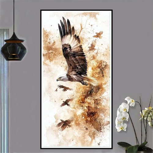 Adler Malen Nach Zahlen ab 5 6 7 8 9 10 Jahre Mädchen, Malen Nach Zahlen Kinder Anfänger DIY Kreativ Set Tier, Mit 3 Pinseln and Acrylpigment Kit, Adult Craft für Home Decor Geschenke 20x40cm-W463 von Jvyaeen