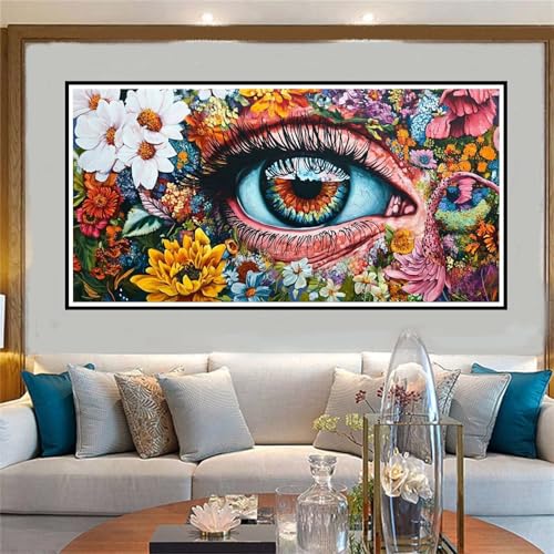 Auge Malen Nach Zahlen ab 5 6 7 8 9 10 Jahre Mädchen, Malen Nach Zahlen Kinder Anfänger DIY Kreativ Set Blume, Mit 3 Pinseln and Acrylpigment Kit, Adult Craft für Home Decor Geschenke 30x60cm-W947 von Jvyaeen