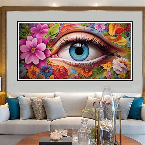 Auge Malen Nach Zahlen ab 5 6 7 8 9 10 Jahre Mädchen, Malen Nach Zahlen Kinder Anfänger DIY Kreativ Set Blume, Mit 3 Pinseln and Acrylpigment Kit, Adult Craft für Home Decor Geschenke 70x140cm-W948 von Jvyaeen