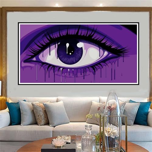 Auge Malen Nach Zahlen ab 5 6 7 8 9 10 Jahre Mädchen, Malen Nach Zahlen Kinder Anfänger DIY Kreativ Set Tränen, Mit 3 Pinseln and Acrylpigment Kit, Adult Craft für Home Decor Geschenke 60x120cm-W950 von Jvyaeen