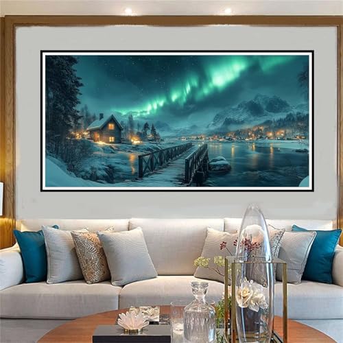 Aurora Malen Nach Zahlen ab 5 6 7 8 9 10 Jahre Mädchen, Malen Nach Zahlen Kinder Anfänger DIY Kreativ Set Landschaft, Mit 3 Pinseln and Acrylpigment Kit, für Home Decor Geschenke 60x120cm-W617 von Jvyaeen