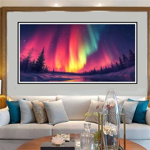 Aurora Malen Nach Zahlen ab 5 6 7 8 9 10 Jahre Mädchen, Malen Nach Zahlen Kinder Anfänger DIY Kreativ Set Landschaft, Mit 3 Pinseln and Acrylpigment Kit, für Home Decor Geschenke 70x140cm-W618 von Jvyaeen