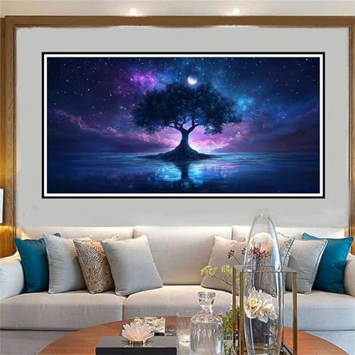 Baum des Lebens Malen Nach Zahlen ab 5 6 7 8 9 10 Jahre Mädchen, Malen Nach Zahlen Kinder Anfänger kreativ set Sternenhimmel, Mit Pinseln Acrylpigment Kit, für Home Decor Geschenke 60x120cm-W893 von Jvyaeen