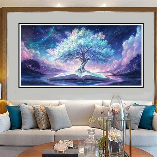 Baum des Lebens Malen Nach Zahlen ab 5 6 7 8 9 10 Jahre Mädchen, Malen Nach Zahlen Kinder Anfänger kreativ set Sternenhimmel, Mit Pinseln Acrylpigment Kit, für Home Decor Geschenke 80x160cm-W892 von Jvyaeen