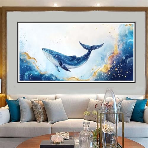 Blau Malen Nach Zahlen ab 5 6 7 8 9 10 Jahre Mädchen, Malen Nach Zahlen Kinder Anfänger DIY Kreativ Set Delphin, Mit 3 Pinseln and Acrylpigment Kit, Adult Craft für Home Decor Geschenke 40x80cm-W651 von Jvyaeen